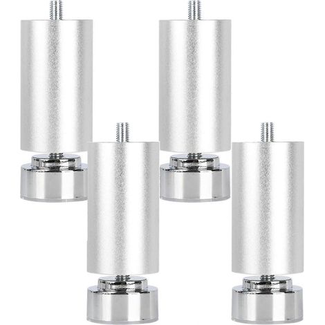Lot de 4 pieds de meubles réglables, pieds de canapé en alliage d'aluminium, pieds de cuisine ronds en métal, pour meubles TV, lits, tables basses (argenté 8 cm) (1/4)