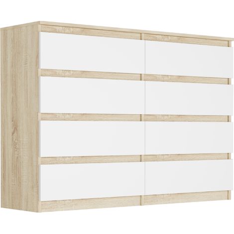 Kommode mit Schubladen Sonoma Mix Weiß, 140 x 40 x 98 cm - Modern R140S8 (1/5)