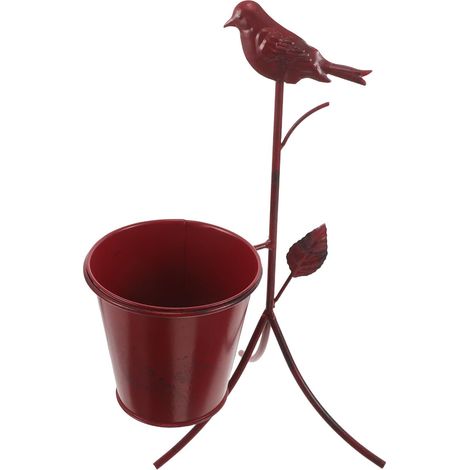 Blumenständer Metallischer Blumentopfständer mit Vogelfigur