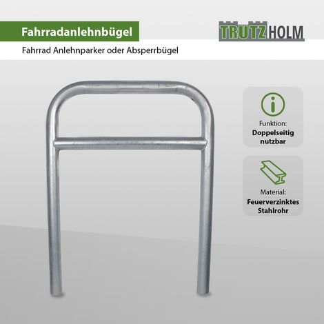 Fahrradanlehnbügel 78 x 115 cm Stahl feuerverzinkt Ø 60 mm grau Einbetonieren Fahrradständer Parker Typ H (1/5)