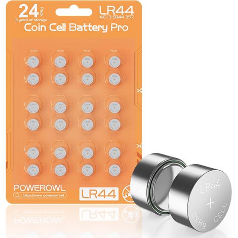 Lot de 24 Piles Bouton LR44 1,5V Alcalines, Piles AG13 A76 357 303 Haute Performance pour Jouets, Petites Lampes LED, Montres et Calculatrices Jaune (1/5)