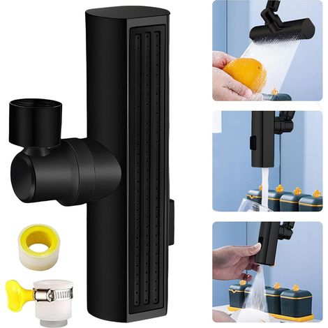 Robinet de Rallonge Pivotant,Rallonge Robinet Douchette Evier Cuisine Robinet 360 Degres Aérateur Robinet Universel Adaptateur Robinet Orientable Mitigeur (noir)