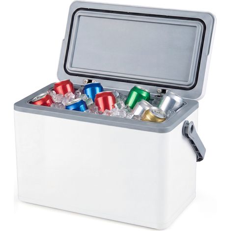 Glacière Rigide Portable, Glacière Isolée Moulée par Injection de 12 L avec Poignée Ergonomique, Gardant la Glace 3 Jours pour Camping, Pêche, Blanc (1/5)