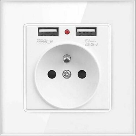 Prise Electrique Murale avec Double USB - Chargeur pour iPhone/Android prise française,