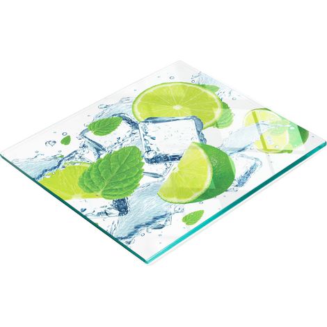 Pizarra decorativa multifuncional de cristal para cocina, color lima y menta, 60x52 cm. (1/5)