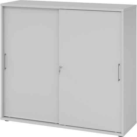 bümö Schiebetürenschrank office - 3 Ordnerhöhen Grau (1/5)