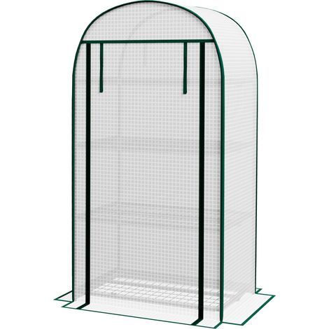 Serre de jardin Serre de jardin serre de balcon résistante aux UV porte enroulable 4 étagères couverture en PE 80 x 50 x 160 cm blanc (1/5)