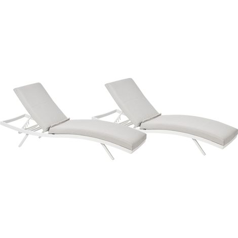 Gartenliege mit Auflage 2er Set AMELIA Metall Hellgrau