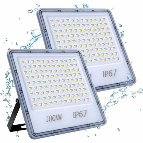 100W LED Flood Light, 10000LM Outdoor LED Spotlight, 6500K Cool White Outdoor Security Lighting, IP67 Waterproof Outdoor Light Fixture for Patio, Deck, Garden, Garage, Factory (1/5)