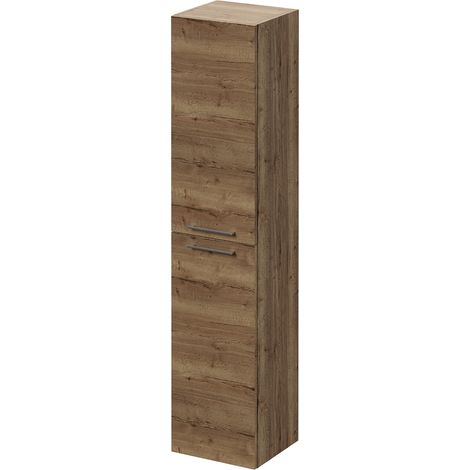Napoli Tobacco Oak 350mm x 1600mm Wall Mounted 2 Door Storage Unit - 350mm - Chrome 160mm Handle