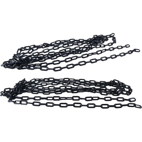 Chaîne en plastique, 5 m, pour barrière de sécurité, contrôle des foules, maillons en plastique noir de 6 mm (1/4 po) pour files d'attente, parkings, clôtures, portails et concerts. (1/5)
