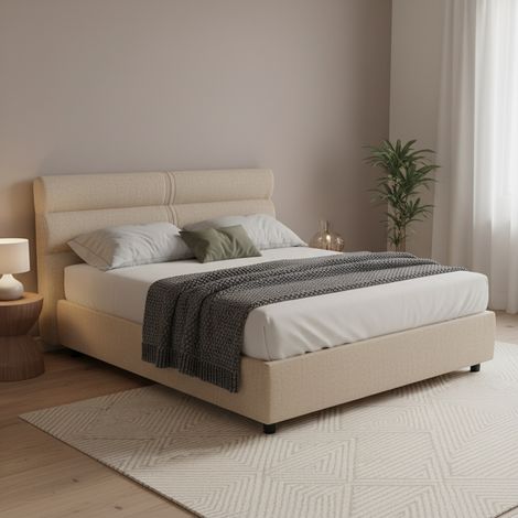 Letto Piazza e Mezza Brinzio, Materasso Incluso, Sfoderabile Made in Italy, Contenitore, Grigio Tortora (1/5)