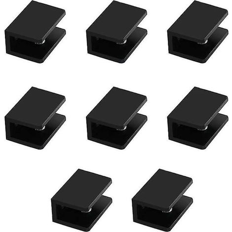 Lot de 8 supports carrés pour étagères en verre en alliage d'aluminium (convient au verre de 5 à 1 mm d'épaisseur) noir - AquaForge (1/5)