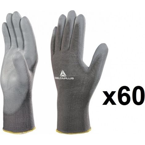 60 paires de Gants tricot polyamide / paume polyuréthane VE702PG DELTA PLUS - Taille: 9 (1/3)