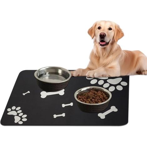 Alfombrilla de alimentación para perros y gatos, 60x40 cm, súper absorbente, de secado rápido, impermeable y antideslizante. (1/5)