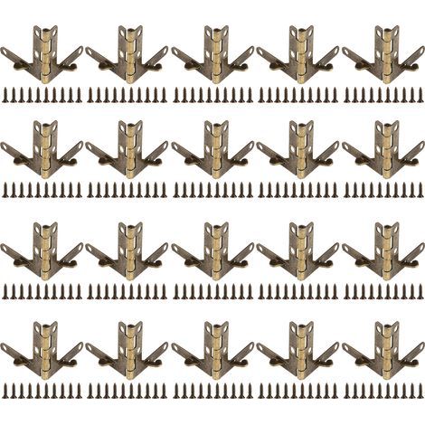 20pcs 90° Angle Spring Hinge Support for Small Jewelry Boxes, Wooden Mounting Box (Bronze) (1/5)