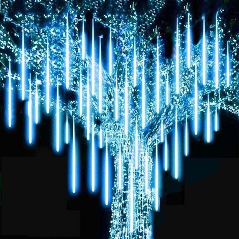 Luces de lluvia de meteoritos, luces de hadas, 30 cm, 8 tubos, IP65 resistente al agua, para fiestas, jardines, bodas, Navidad, decoración interior y exterior (azul, 30) (1/4)