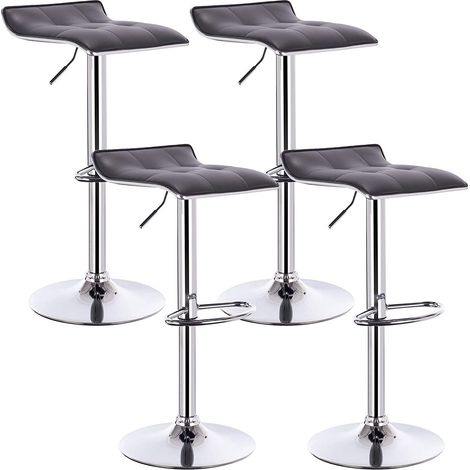WOLTU lot de 4 Tabouret de bar en cuir synthétique, Tabouret de bar pivotant, hauteur réglable, Gris (1/4)
