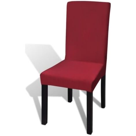6 housses de chaise dos droit extensibles bordeaux (1/3)
