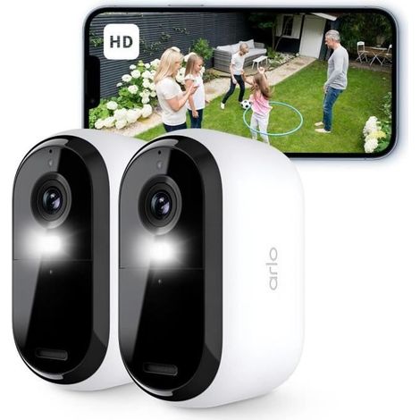 Filiyano-Caméra de surveillance ARLO Essential 2 HD - Couleur - Vision nocturne - WiFi 2,4 GHz - Angle de vision 130° Blanc (1/4)