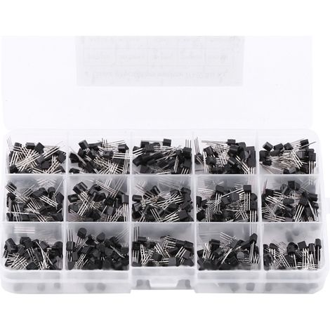 Coffret de 600 transistors assortis (15 types différents) en boîtier TO-92 (1/5)