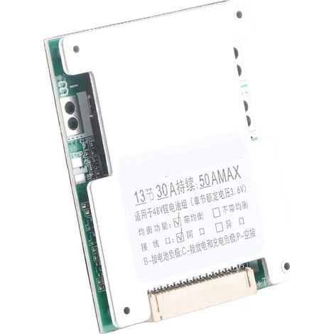 Carte de protection de charge pour batterie lithium 13S 30A (BMS PCB) avec charge d'équilibrage