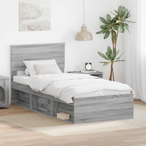 Bed Frame Grey Sonoma 75 x 190 cm Engineered wood vidaXL (1/5)