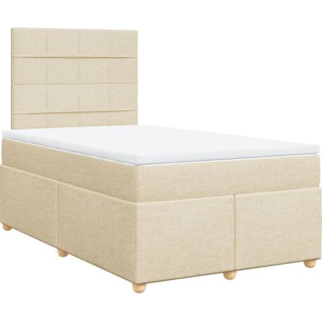 Maison Exclusive - Sommier à lattes de lit avec matelas crème 120x190 cm tissu (1/5)