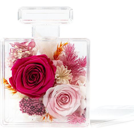 Acrylic bottle with preserved flowers for home decoration, Valentine's Day gift (1/4)