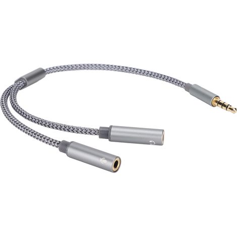 Câble d'extension audio 4 pôles doré mâle vers double femelle pour casque, ordinateur, téléphone (1/5)