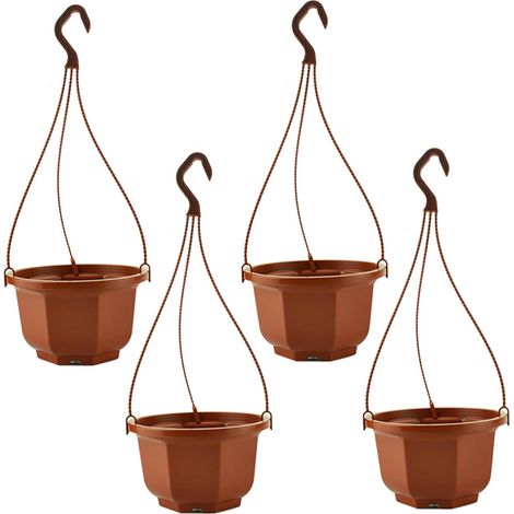 Jardinières suspendues en plastique, lot de 4 avec crochets, paniers (1/5)