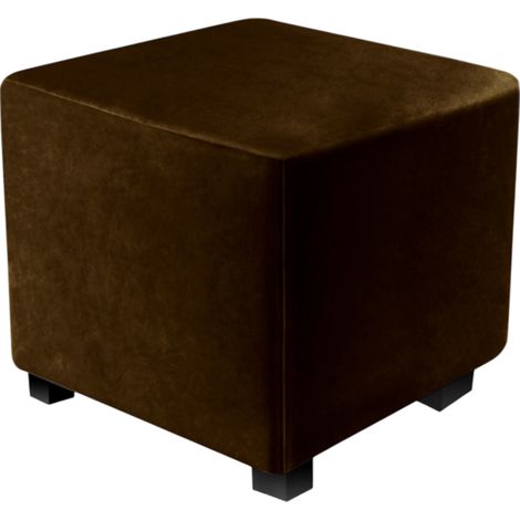 Protège-coussin carré en velours Silver Fox pour repose-pieds, extensible et confortable, avec base élastiquée, couleur curry foncé (1/5)
