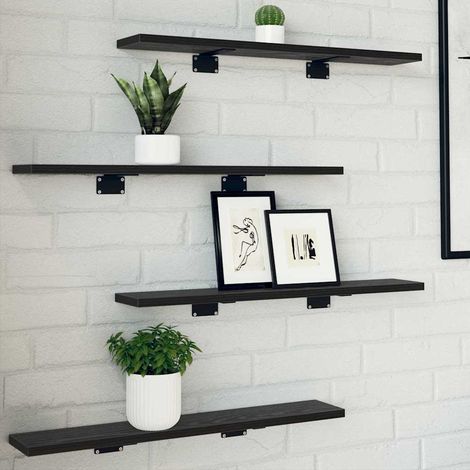 Regalbrett 4 pcs Schwarz 60 x 10 x 1,5 cm Holzwerkstoff