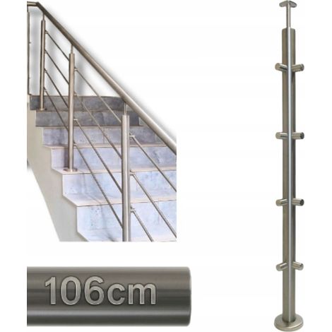 Poteau de garde-corps - 106 x 4,24 cm - Acier inoxydable - Design élégant - Réglage flexible