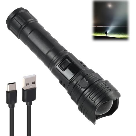 Wiederaufladbare LED-Taschenlampe mit USB-C-Anschluss, 800 Lumen, Zoomfunktion, 3 Leuchtmodi, Digitalanzeige, 800-mAh-Akku, kompakt (1/5)