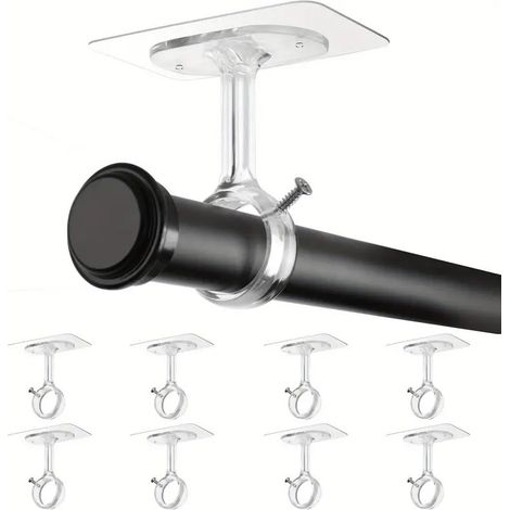 supports plafond pour tringle à rideau fixation adhésive sans clous crochets réglables Ø3 cm facile installer sur mur ou 8 pièces (1/5)