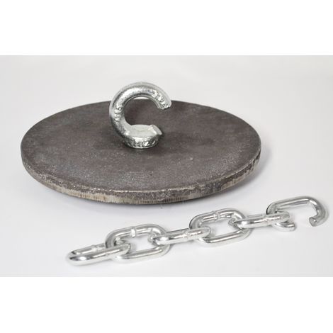 CA151A - Deflector de 20 cm + Cadena + Tornillo - Deflector con asa para estufa, placa deflectora, deflector de hierro fundido para caldera de calefacción (1/5)