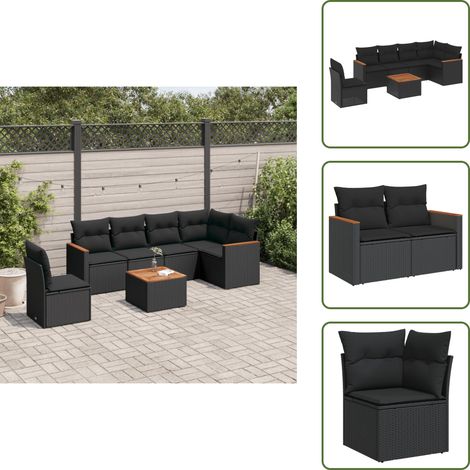 Mobili da giardino - vidaXL Set Divani da Giardino con Cuscini 7pz Nero Polyrattan - Poltrone da esterno
