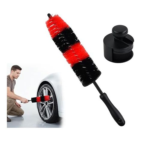 Car Cleaning Brush Kit, 40 cm Soft Microfibre Flexible Car Rim Brush + Short Non-Slip Tyre Brush, Scratch Free Tool (1/5)
