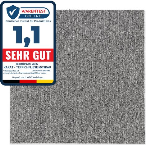 Karat – Dalle moquette bouclée 50x50 cm – Revêtement isolant antidérapant – Usage 31 pour trafic modéré à élevé – Compatible chauffage au sol