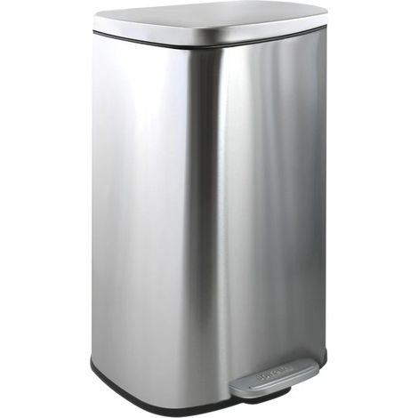 Spirella – Poubelle à pédale inox 30L – Ouverture facile avec grande pédale – Insert plastique avec poignée – Dimensions 34,3x23,5x62,9cm
