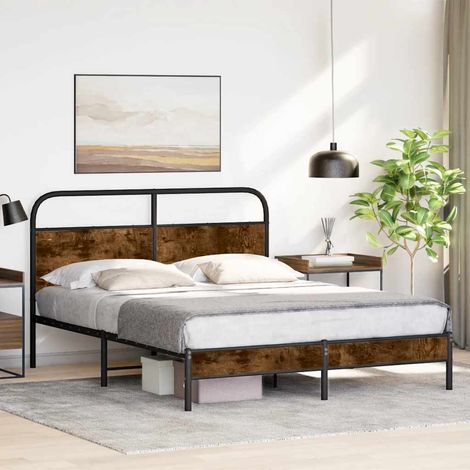Bettgestell ohne Matratze 160x200 cm Räuchereiche Holzwerkstoff