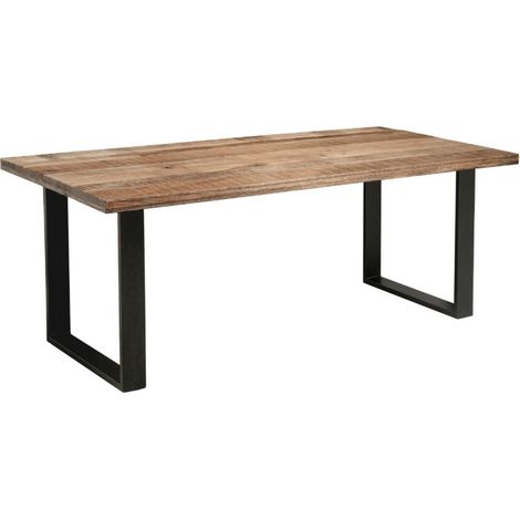 Esstisch LODEN 160 cm – Tischplatte aus massivem Mangoholz und schwarzen Metallbeinen