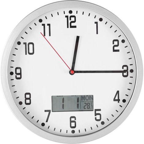 Moderne multifunktionale Wanduhr mit Datums- und Temperaturanzeige, perfekt zur Dekoration Ihres Heimbüros oder Schlafzimmers. (1/4)