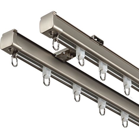 Rail silencieux en alliage d'aluminium, rail à rideaux, rail de plafond, tringle à rideaux de séparation de pièce, rail double (1 mètre) (1/5)