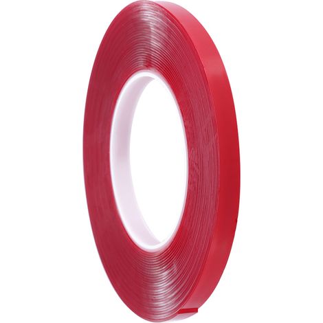 Ruban adhésif double face rouge transparent de 10 m pour nail art, idéal pour la présentation des ongles et les outils de manucure.