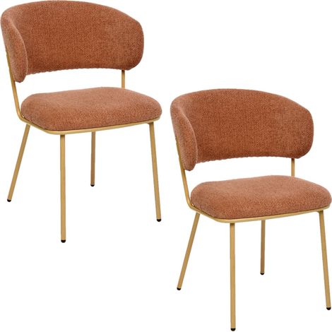 Lot de 2 chaises en tissu chenille et pieds métal ALBA