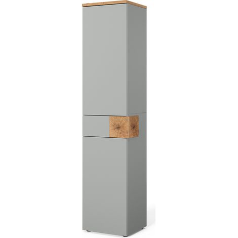 Meuble salle de bain Eden, Gris/Artisan, 40x184.2cm avec 2 portes et 1 tiroir, Vicco