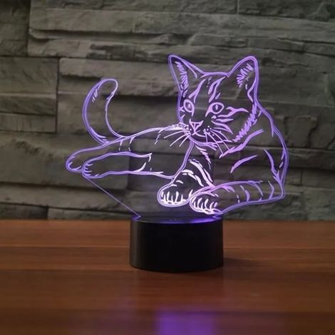 Lampe de Nuit 3D Chat Veilleuse Tactile 7 Couleurs Lampe de Bureau Dcorative multicolore GUIRLANDE LUMINEUSE INTERIEURE (1/4)