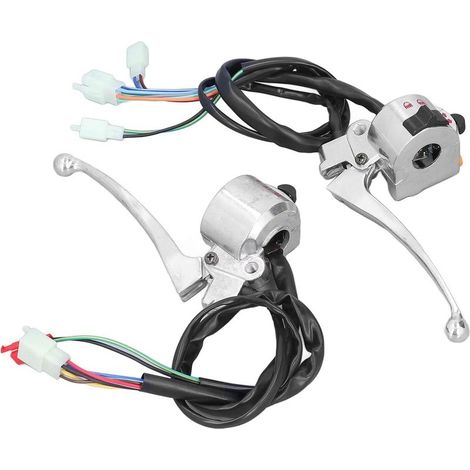 Commutateur de Clignotant de Moto, Commandes de Moto de Guidon de en Alliage d'aluminium Argent Remplacement 2 Pièces 22 Mm Commutateur de Guidon de Frein à Tambour de Gauche Droit (1/5)